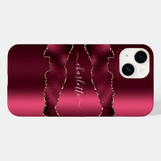 Bourgogne goud agaat marmer naam script Case-Mate iPhone case (Achterkant (horizontaal))