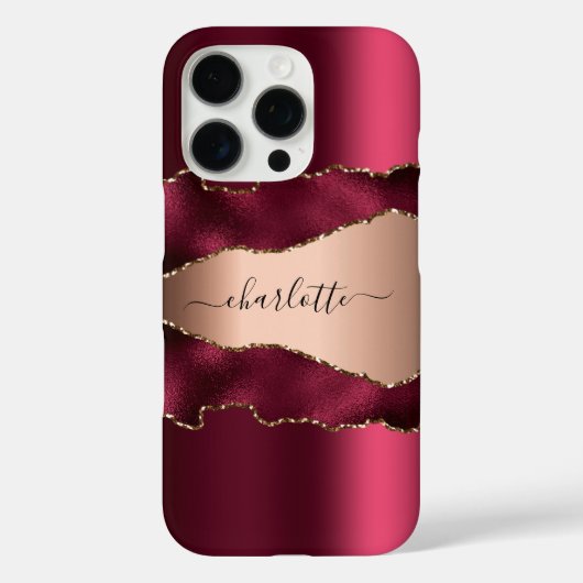 Bourgogne goud agaat marmer naam script Case-Mate iPhone case (Achterkant)