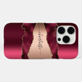 Bourgogne goud agaat marmer naam script Case-Mate iPhone case (Achterkant (horizontaal))