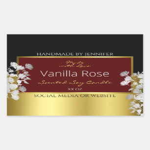 Bourgogne Goud Bloemen Product Etiketten Zilveren 