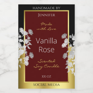 Bourgogne Goud Bloemen Product Etiketten Zilveren 