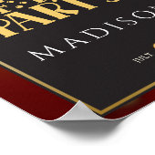 🤵 Bourgogne Goud Elegante Inky Abstracte bruiloft Poster (Hoek)