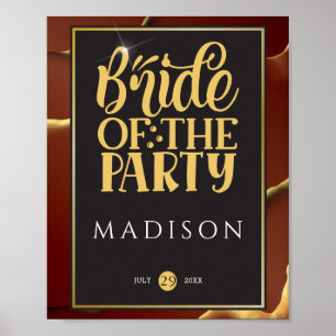 🤵 Bourgogne Goud Elegante Inky Abstracte bruiloft Poster