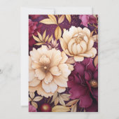 Bourgogne, Goud en Ivoor Bloemen Herfst Bruiloft Kaart (Achterkant)