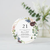 Bourgogne Goud Geometrisch 21e Verjaardagsfeest Kaart (Staand voorkant)