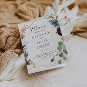 Bourgogne Goud Geometrisch Gevouwen Bruiloft Programma