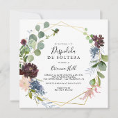 Bourgogne Goud Geometrisch Spaans Vrijgezellenfees Kaart (Voorkant)