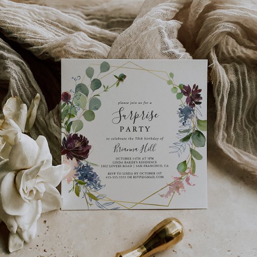 Bourgogne Goud Geometrisch Verrassingsfeest Kaart