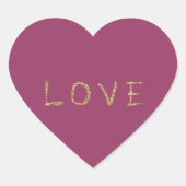 Bourgogne Goud Glitter Liefde Hart Sticker (Voorkant)
