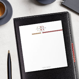 Bourgogne Goud Monogram Eenvoudig Modern Notitieblok