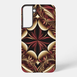Bourgogne Goud Zwart Damast Bloem Samsung Galaxy Hoesje