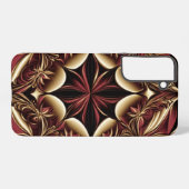 Bourgogne Goud Zwart Damast Bloem Samsung Galaxy Hoesje (Achterkant horizontaal)