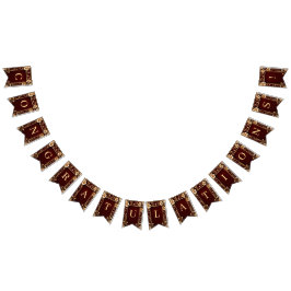 Bourgogne Gouden Bloemen Bunting Flag Vlaggetjes