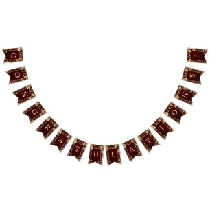 Bourgogne Gouden Bloemen Bunting Flag Vlaggetjes