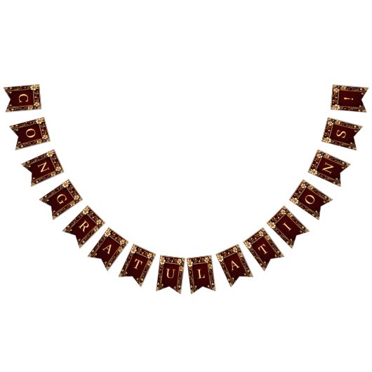 Bourgogne Gouden Bloemen Bunting Flag Vlaggetjes (Alle)