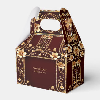 Bourgogne Gouden Bloemen Favoriet Box Bedankdoosjes