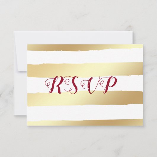 Bourgogne & Gouden bloemen & Gouden bladeren RSVP Kaartje (Achterkant)
