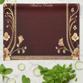 Bourgogne Gouden Bloemen Keuken Handdoeken (Gevouwen)