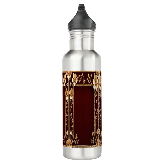 Bourgogne Gouden Bloemen Waterfles Waterfles (Rechts)