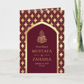 Bourgogne Gouden Diamanten Arch QR Code Moslim Bru (Voorkant)