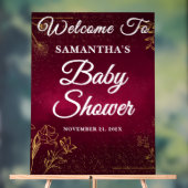 Bourgogne Gouden Herfst Baby shower Welkom Acryl Bord (Neutraal)