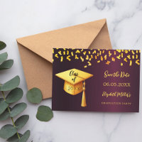 Bourgogne gouden pet confetti Graduation Party
