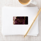 Bourgogne & Gouden Waterverf Marmeren Agaat Vergul Etiket (Insitu)