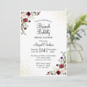 Bourgogne Goudfolie Brunch & Bubbly Vrijgezellenfe Kaart (Staand voorkant)