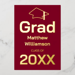 Bourgogne Graduation Party Foil Invitation