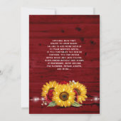 Bourgogne Grijs Rood Rose Zonnebloem Rustieke Brui Kaart (Achterkant)