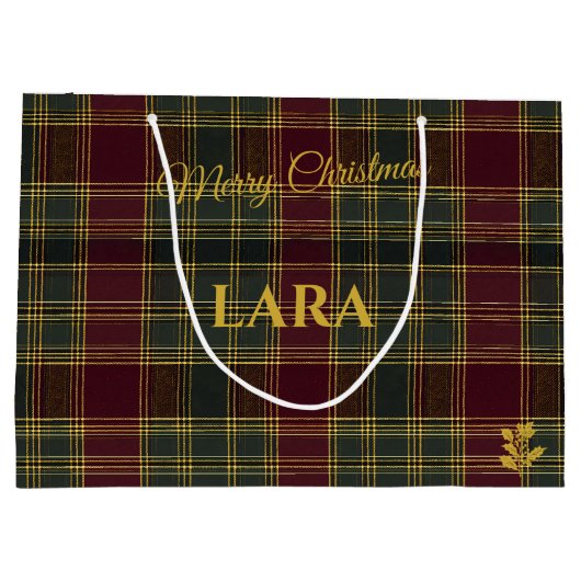 Bourgogne, groen en geel geplakt Kerstmis Groot Cadeauzakje (Achterkant)