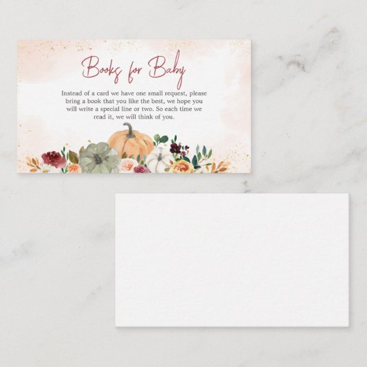Bourgogne Herfst Bloemen Pompoen Boeken voor Baby Informatiekaartje (Voorkant / Achterkant)