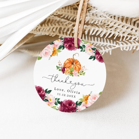 Bourgogne herfst bloemenpumpkin dank u bedankjes labels