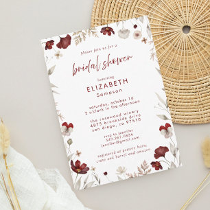 Bourgogne Herfst Floral Botanisch Vrijgezellenfees Kaart