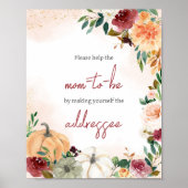 Bourgogne Herfst Floral Pumpkin Envelope Station Poster (Voorkant)