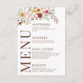 Bourgogne Herfst Herfst Bloemen Bruiloft Menu Kaar (Voorkant)