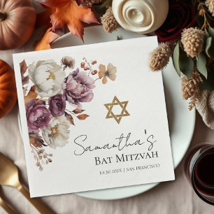 Bourgogne Herfst Herfst Floral Bat Mitzvah Servet