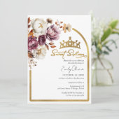 Bourgogne Herfst Herfst Floral Sweet 16 Foto Kaart (Staand voorkant)