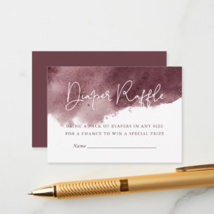 Bourgogne Ink Wash Baby shower Luier Raffle Informatiekaartje