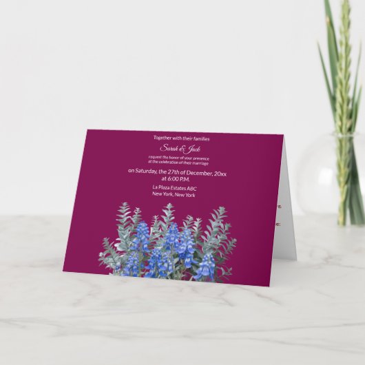 Bourgogne Invitation de mariage d'hiver avec Blueb (Devant)