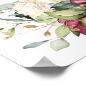 Bourgogne ivoire Floral Fête des mariées Affiche d (Coin)