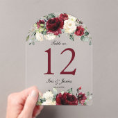 Bourgogne Ivoor Bloemen Trouwboog Tafelnummer Acryl Uitnodigingen (Insitu (Draagbaar))