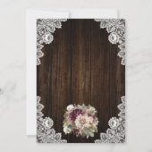 Bourgogne Ivoor Mason Jar Wood Bloemen Bruiloft Kaart (Achterkant)