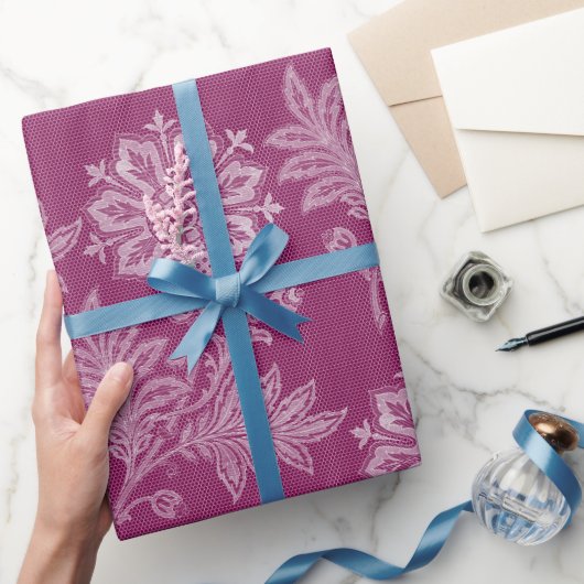 Bourgogne kant bloem bruidsshower cadeaupapier (Geschenken)