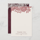 Bourgogne kant rustieke bruiloft dank u bedankkaart (Voorkant / Achterkant)