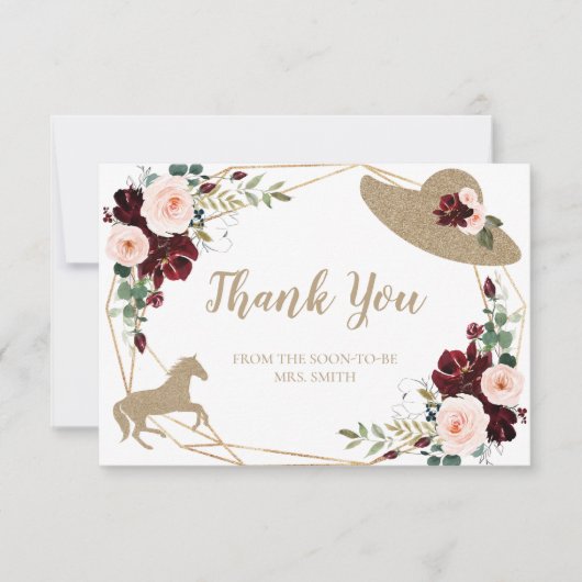 Bourgogne Kentucky Derby Carte de remerciements (Devant)