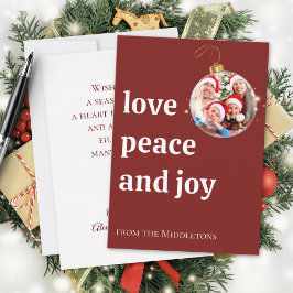 Bourgogne Kerst Familie Foto Liefde Vrede Joy Feestdagenkaart