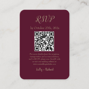Bourgogne Kleine Verticale Bruiloft RSVP QR Code Informatiekaartje