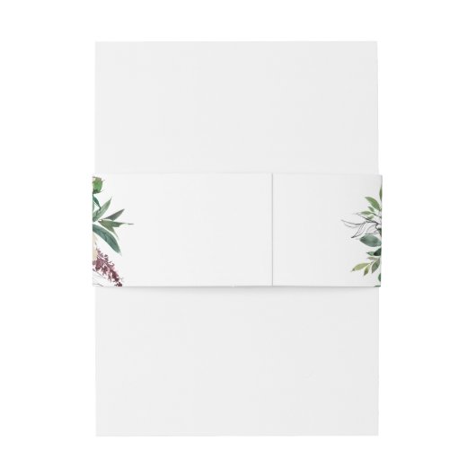 Bourgogne & Lichtroze Blush Bloemen 3 Uitnodigingen Wikkel (Achterkant Voorbeeld)