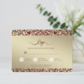 Bourgogne Mariage damassé Carte photo Merci (Debout devant)